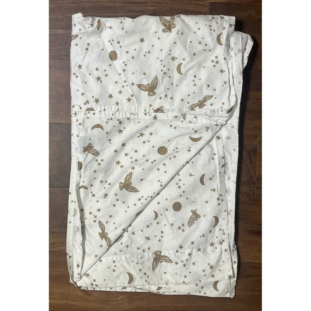 Pottery Barn PB Teen Harry Potter Enchanted Night Sky Twin Flat Sheet White Gold
